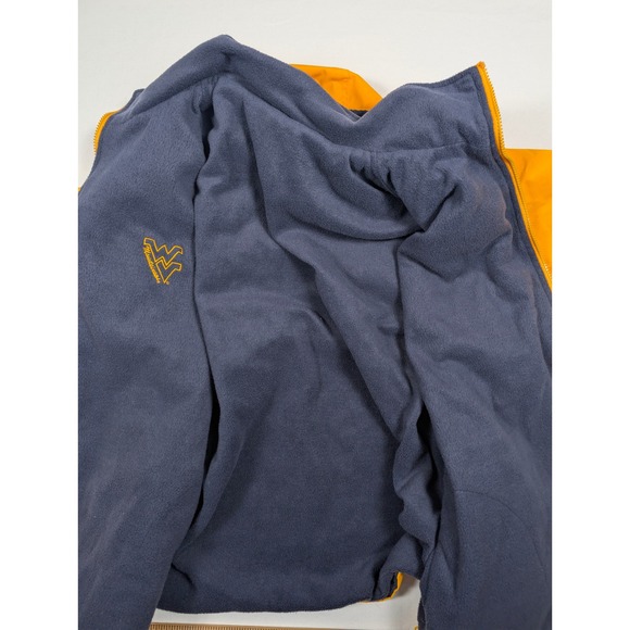 West Virginia Mountaineers Hooded Windbreaker Jacket Gold Navy Blue Fleece Lined - Picture 4 of 8